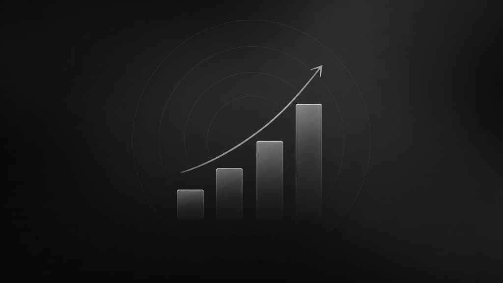 Bar chart with an upward trend arrow on a dark background, illustrating factor performance over time.